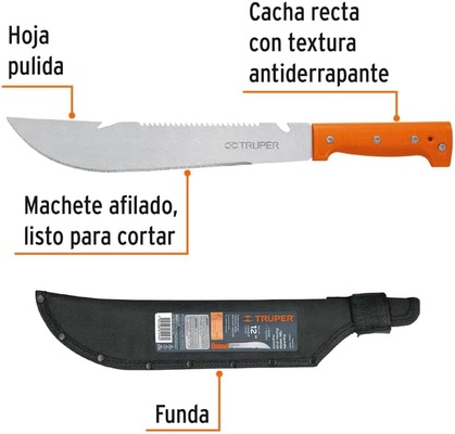 Machete Rambo con Funda Hoja de 31cm Multiuso Truper T460